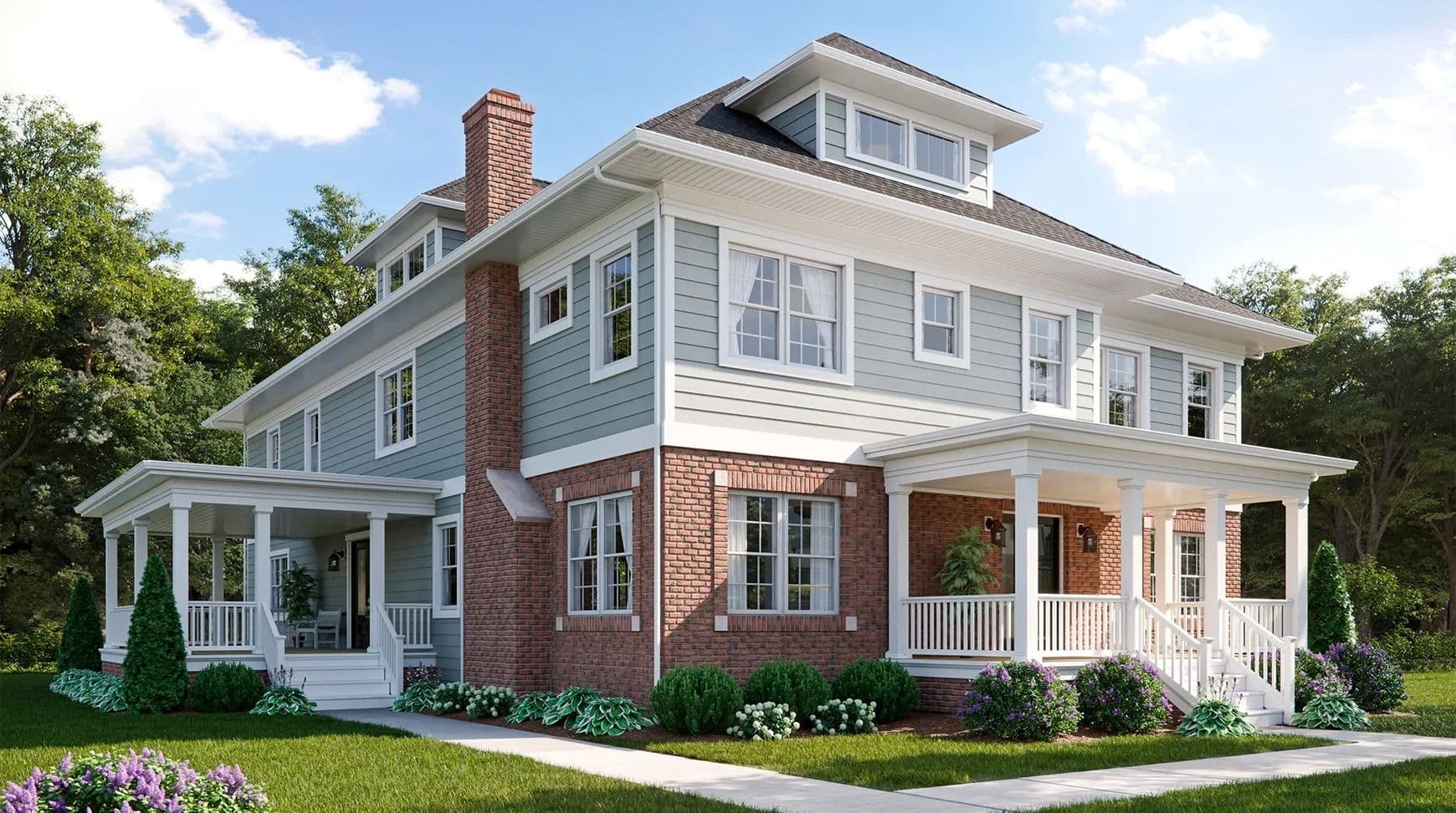 Double hung windows on brick house